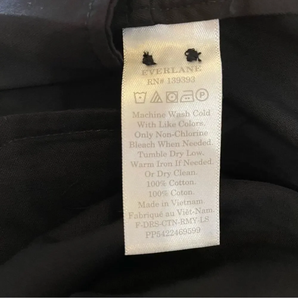 EVERLANE The Field Dress in Black Mini Long Sleeve Pockets Button Front Sm NEW_7